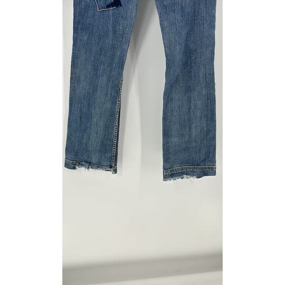 Vintage Pepe London patchwork distressed mid rise flare deans 90s size 30 - Picture 7 of 11